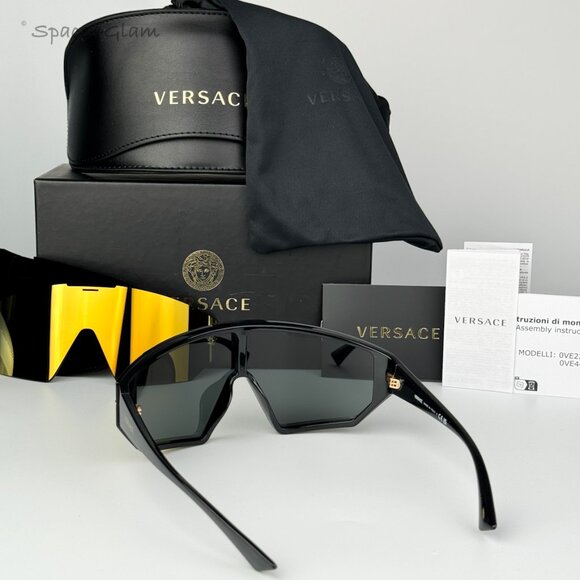 Versace Women Sunglasses Black Grey Mirror Gold Single Lens VE4461 GB1/87 NEW main image 7